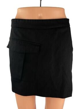 Zara Womens Black High Rise Cargo Pocket Mini Athletic A-Line Skort Skirt Size M
